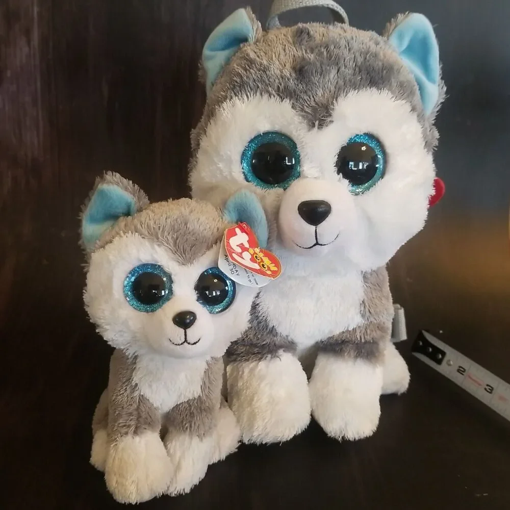 Beanie Boos Husky Dog Slush Plush Backpack, And Small Slush Stuffed Animal TY